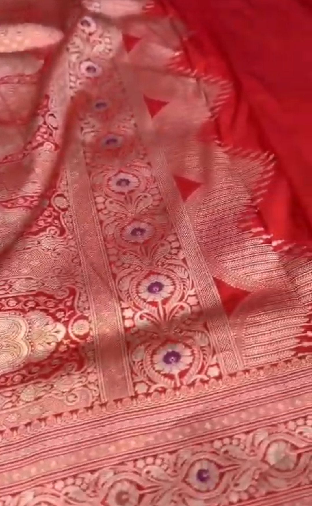 Rustic Red Banarasi Handloom Katan Silk Meenakari Saree
