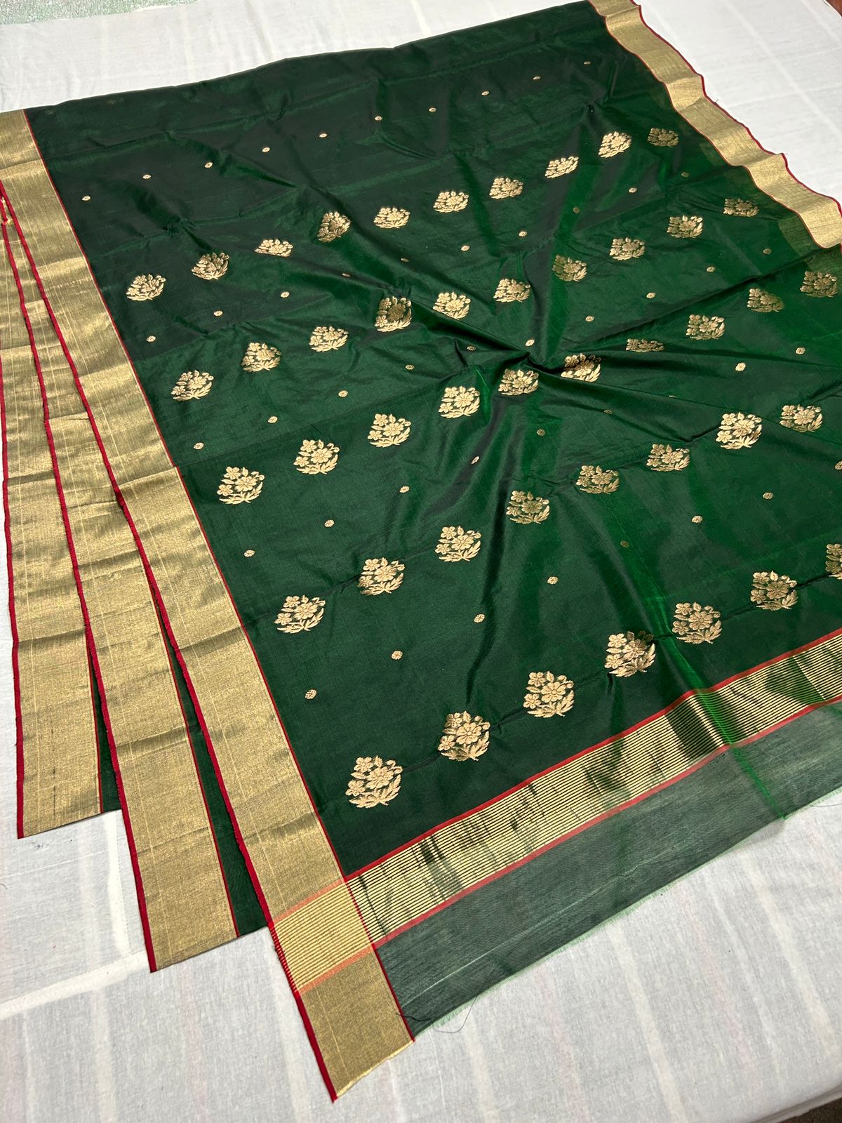 Green Chanderi Handloom Cotton Silk Saree