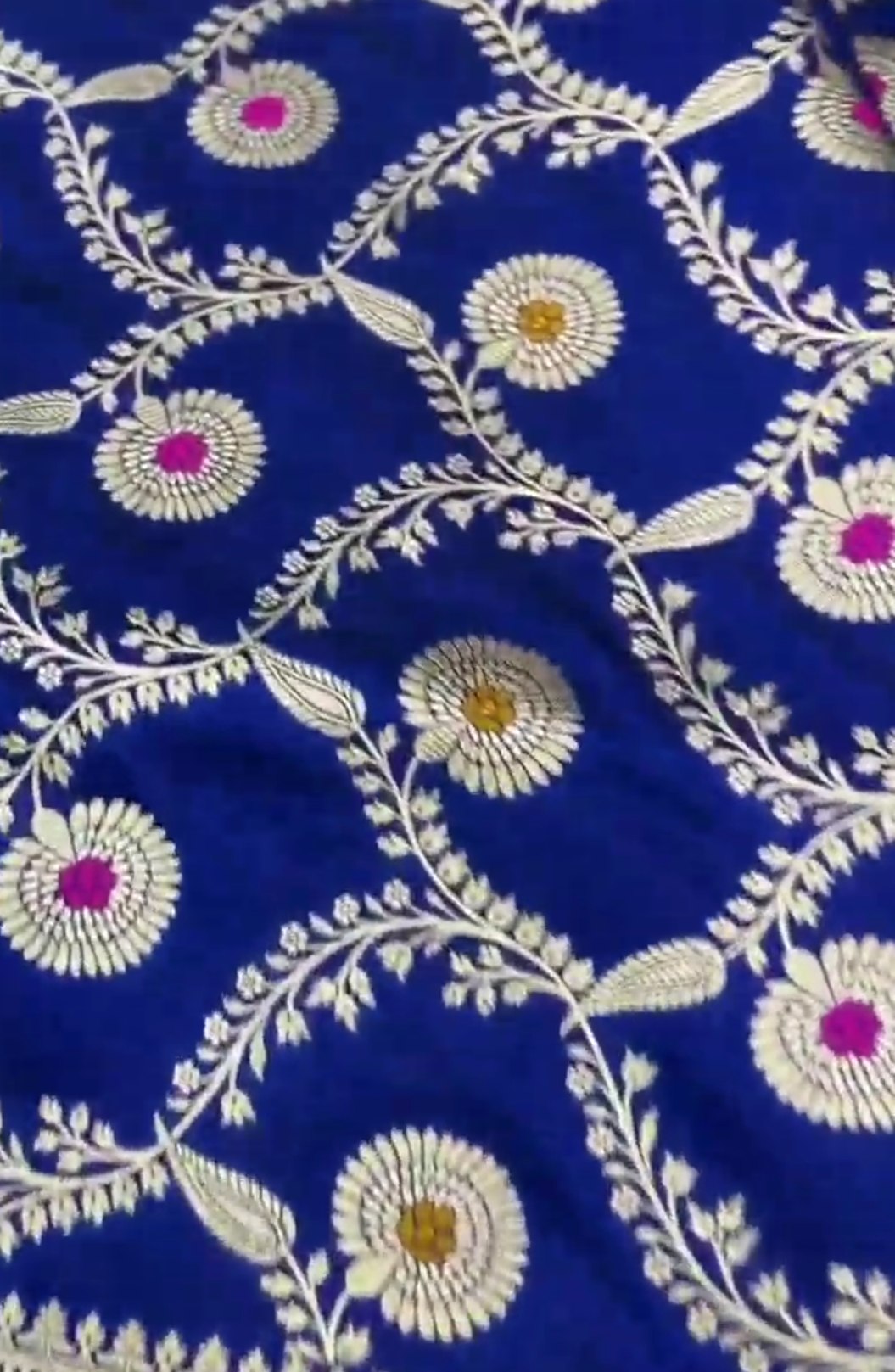 Azure Blue Banarasi Handloom Katan Silk Meenakari Saree