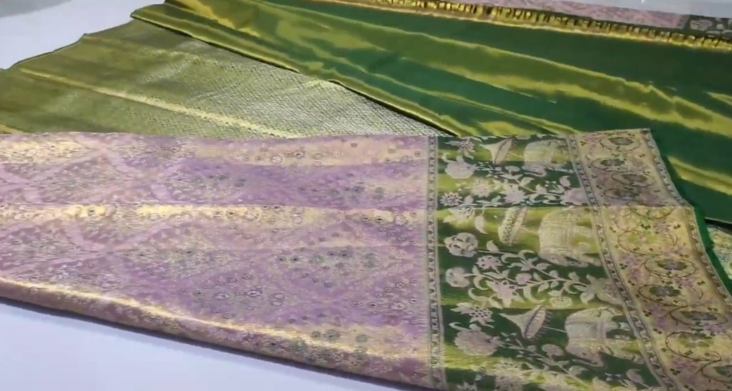Pink Kanchipuram Handloom Tissue 2G Gold Brocade Silk Saree