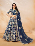 Party Wear Navy Blue Art Silk Lehenga Choli