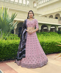 Dusty Pink Georgette Lehenga Choli with Sequins & Thread Work