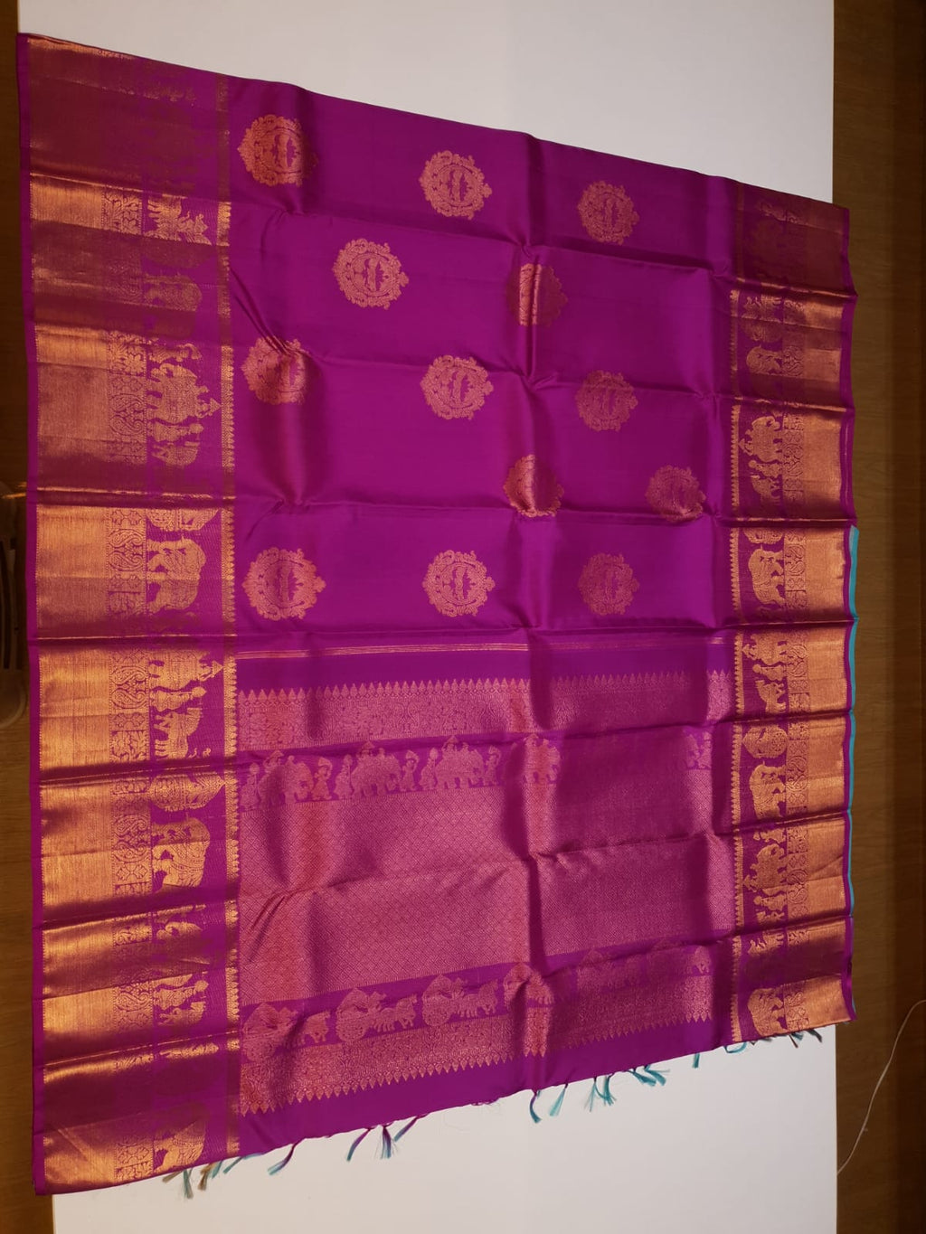 Dark Magenta Kanchipuram Handloom 2G Gold Kalyana Pallakku Silk Saree