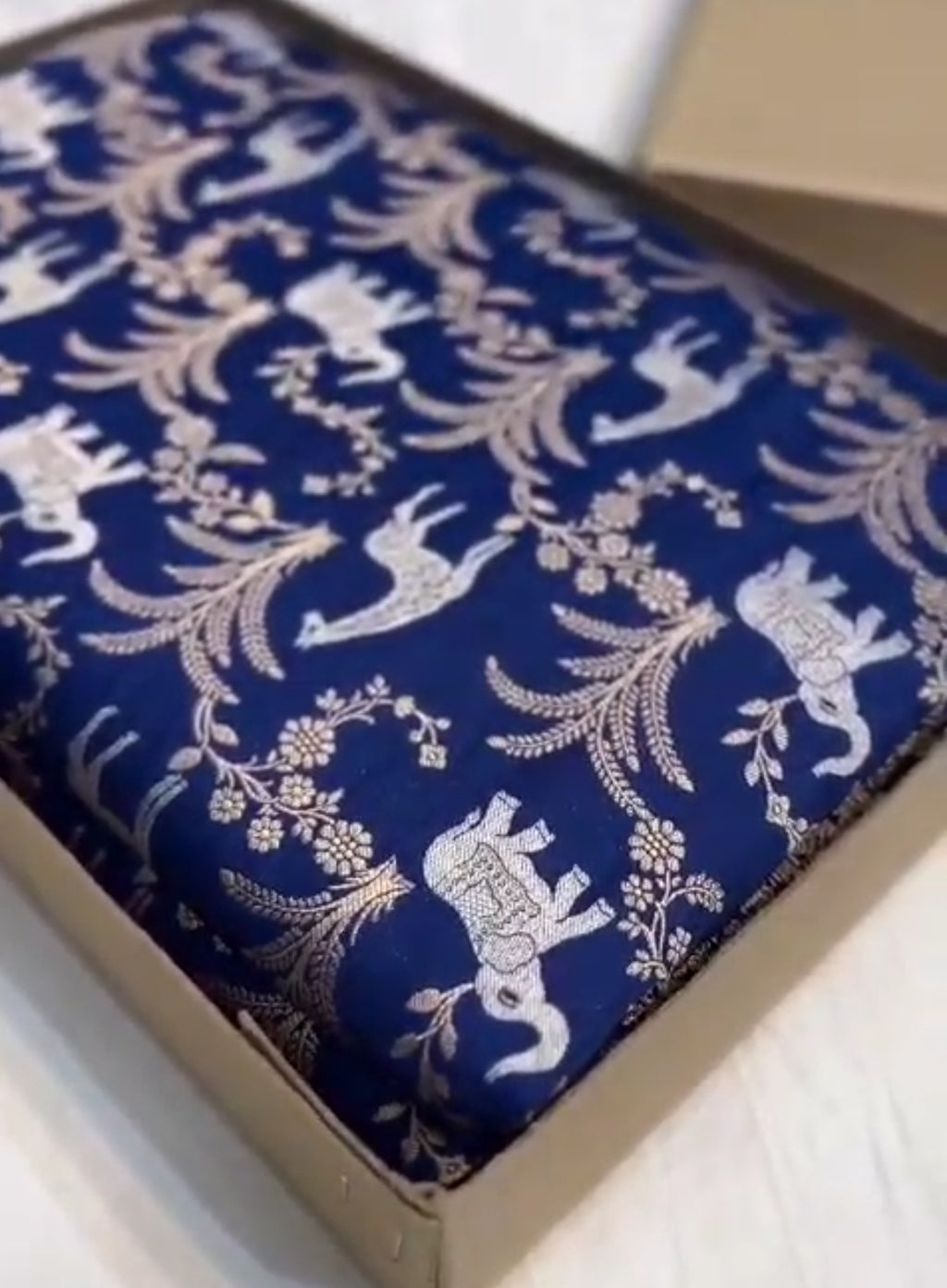 Azure Blue Banarasi Handloom Katan Silk Shikargah Meenakari Saree