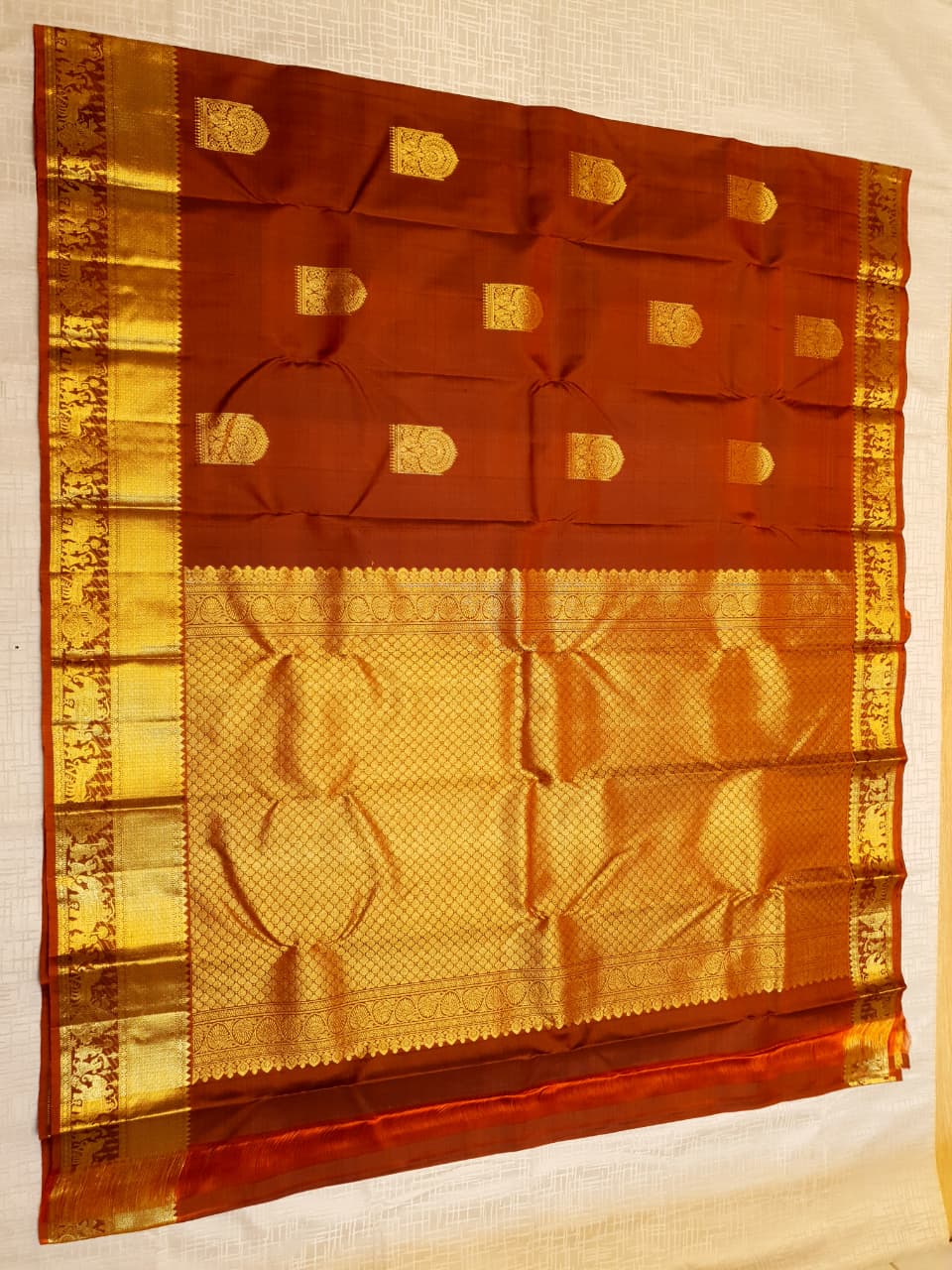Red Kanchipuram Handloom 1G Gold Kalyana Pallakku Silk Saree