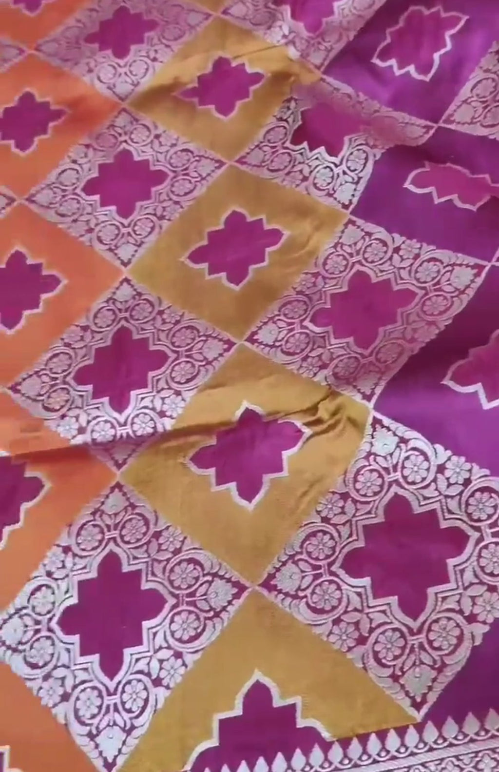 Dark Pink Banarasi Handloom Katan Silk Rangkaat Meenakari Saree