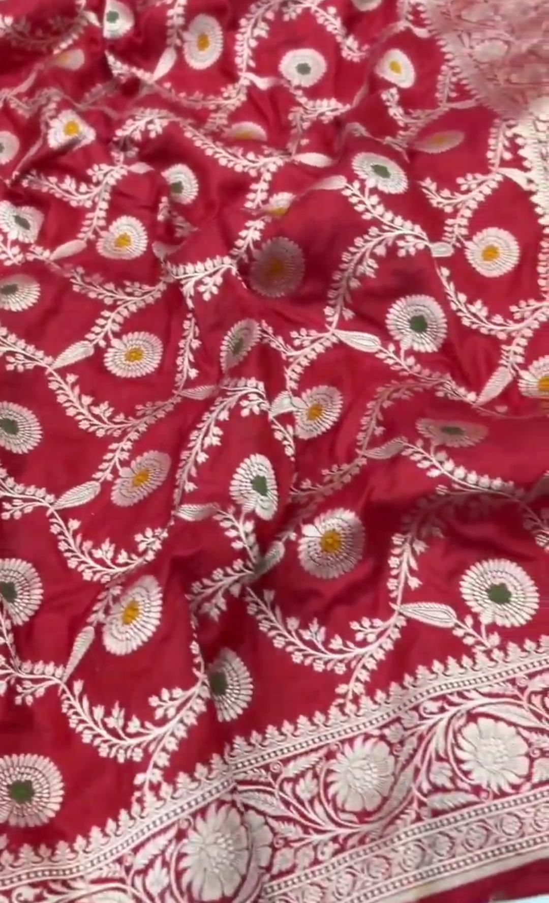 Rustic Red Banarasi Handloom Katan Silk Meenakari Saree