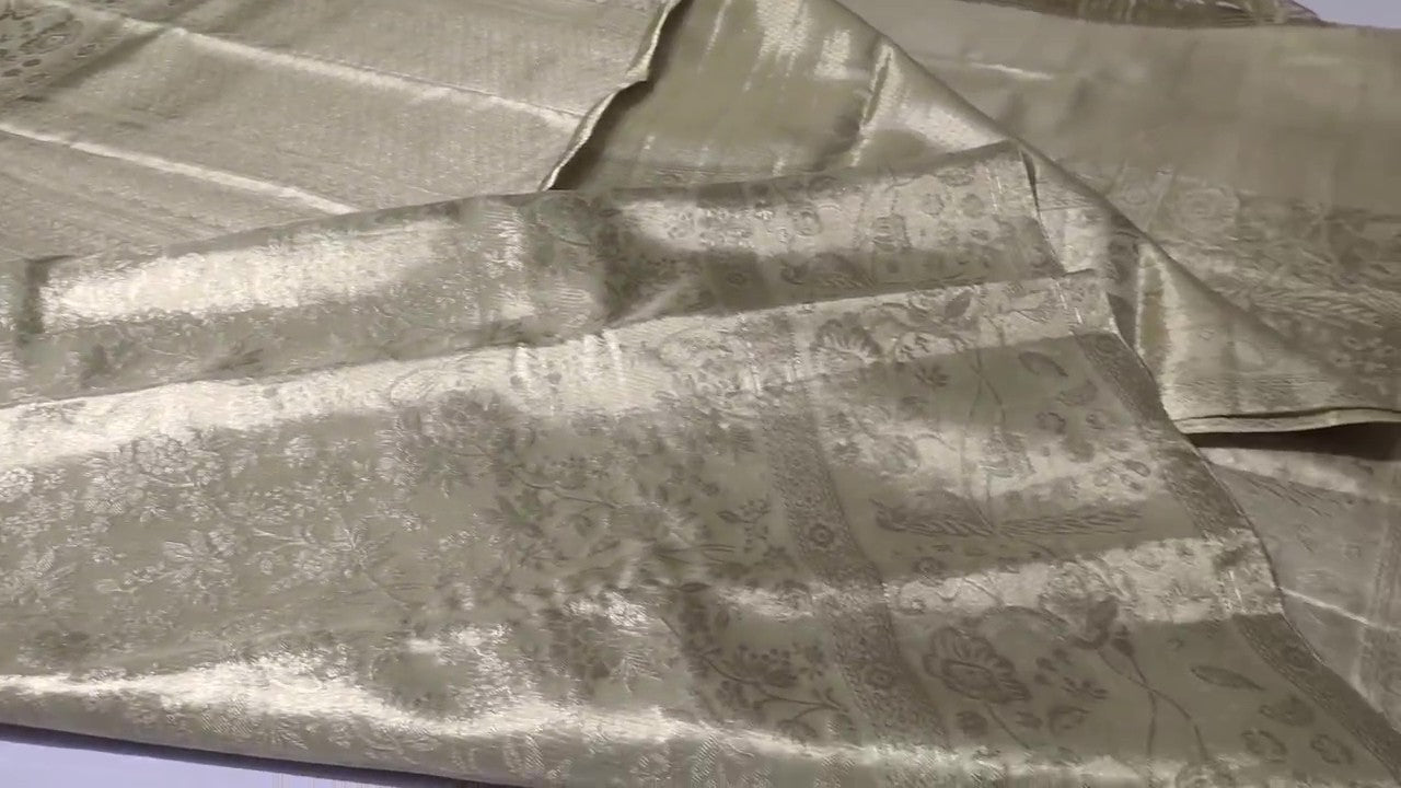 Ivory Kanchipuram Handloom Tissue Brocade Silk Saree