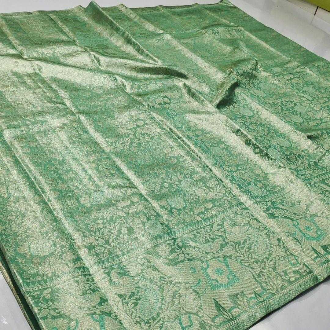 Pastel Green Kanchipuram Handloom Tissue Brocade Silk Saree