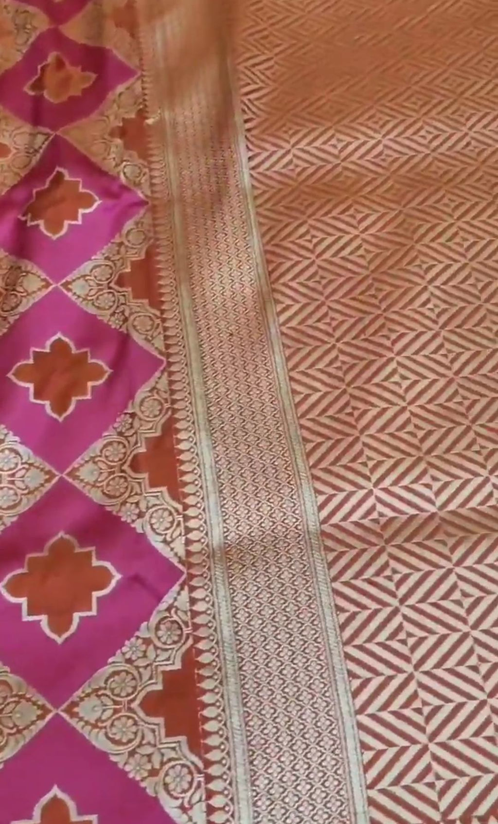 Orange  Banarasi Handloom Katan Silk Rangkaat Meenakari Saree