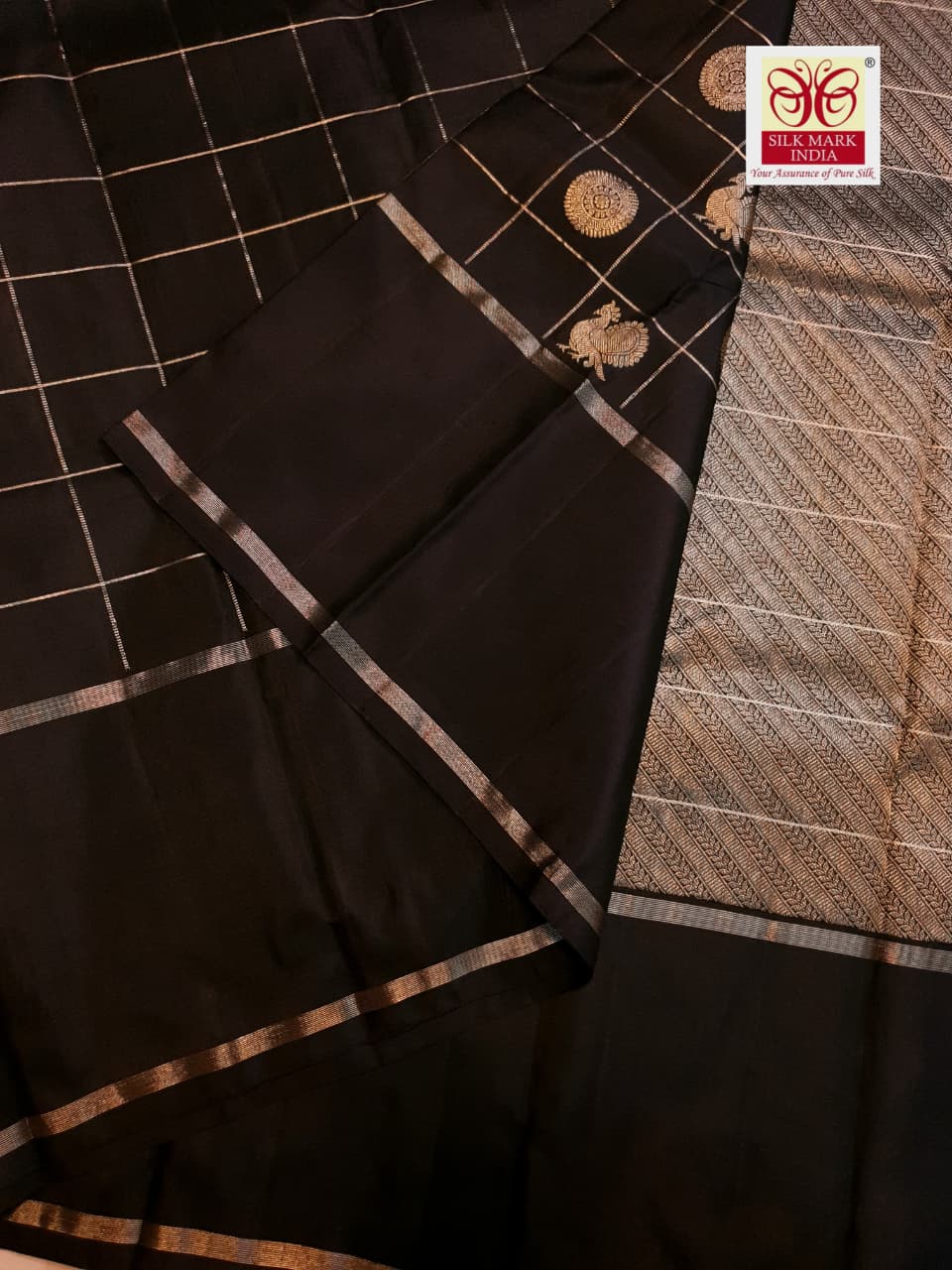 Dark Brown Kanchipuram Handloom 2G Gold Pattu Silk Saree