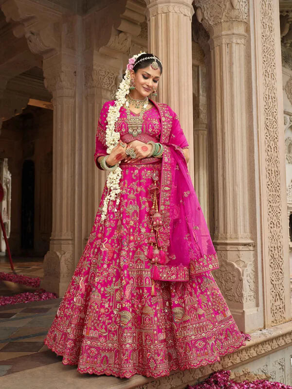 Designer Pink Wedding Lehenga with Heavy Khatli Work