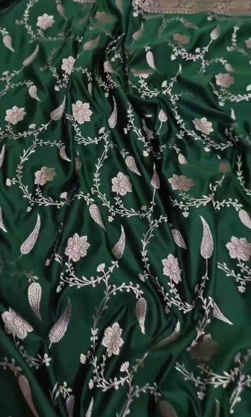 Bottle Green Banarasi Mashru Soft Silk Saree