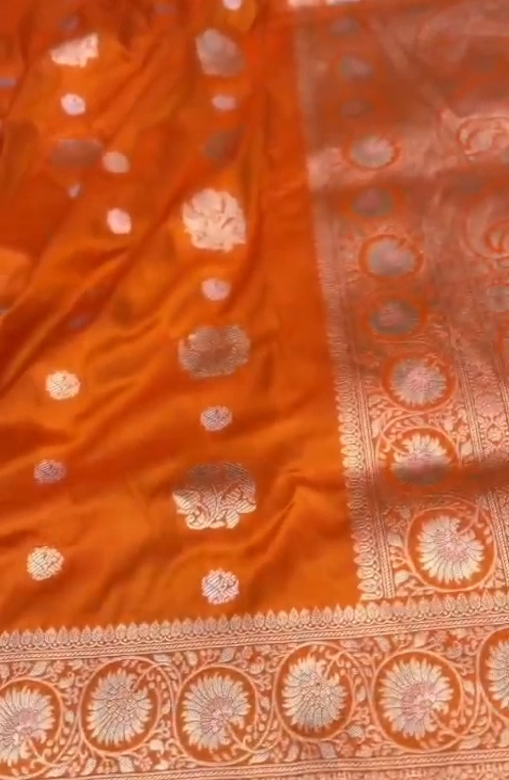 Orange Banarasi Handloom Katan Silk Sona Rupa Saree