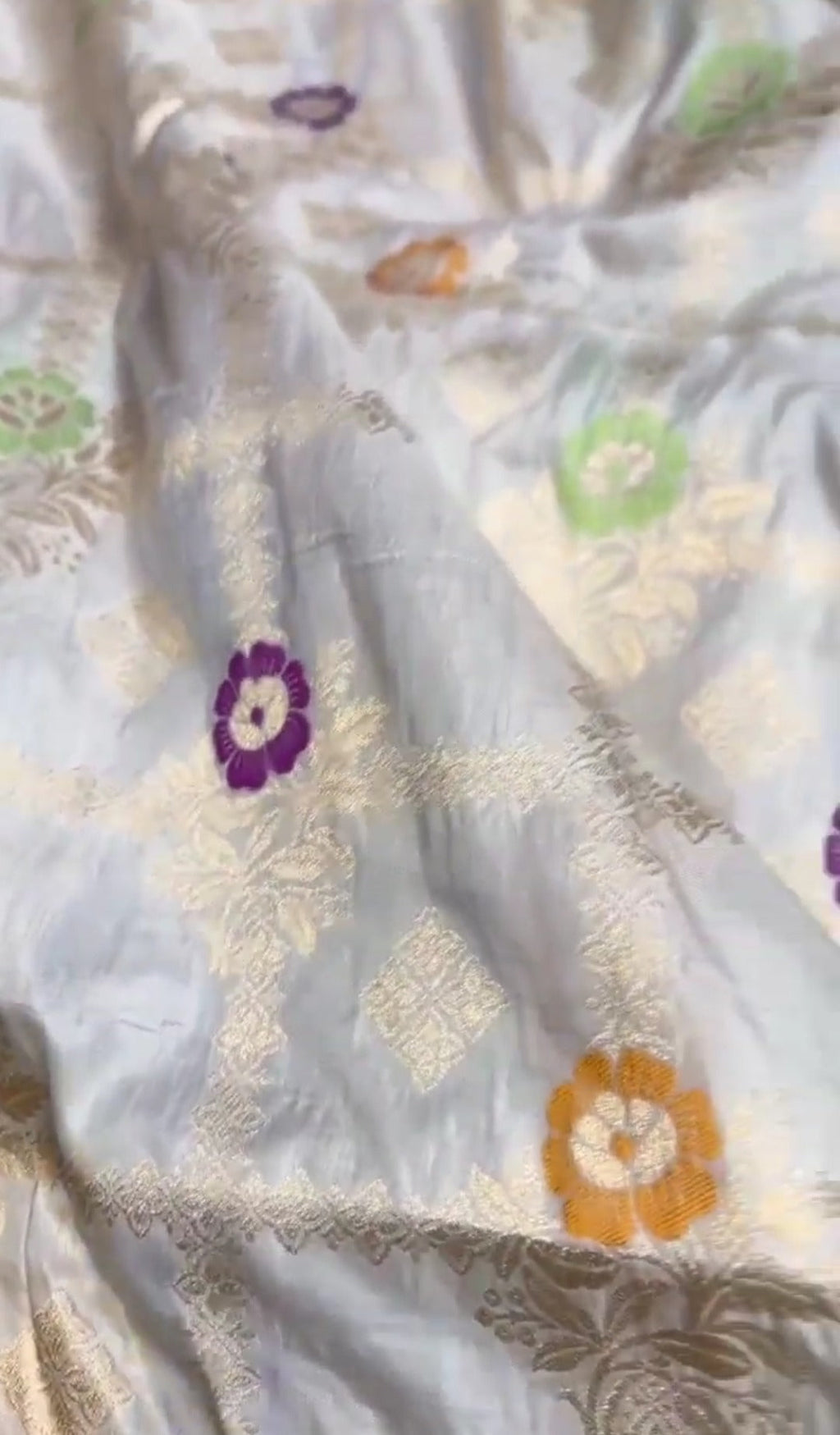 Dual Tone Icy Blue Banarasi Handloom Katan Silk Meenakari Saree