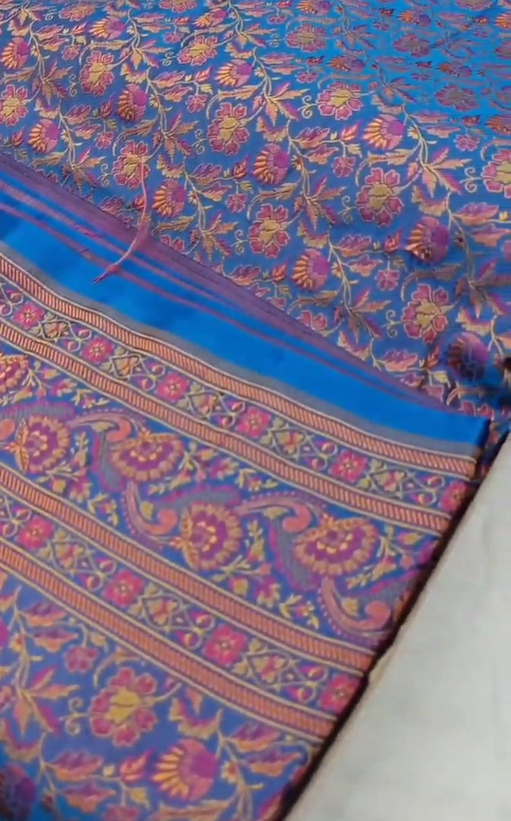 Royal Blue Banarasi Semi Katan Silk Tanchoi Brocade Saree