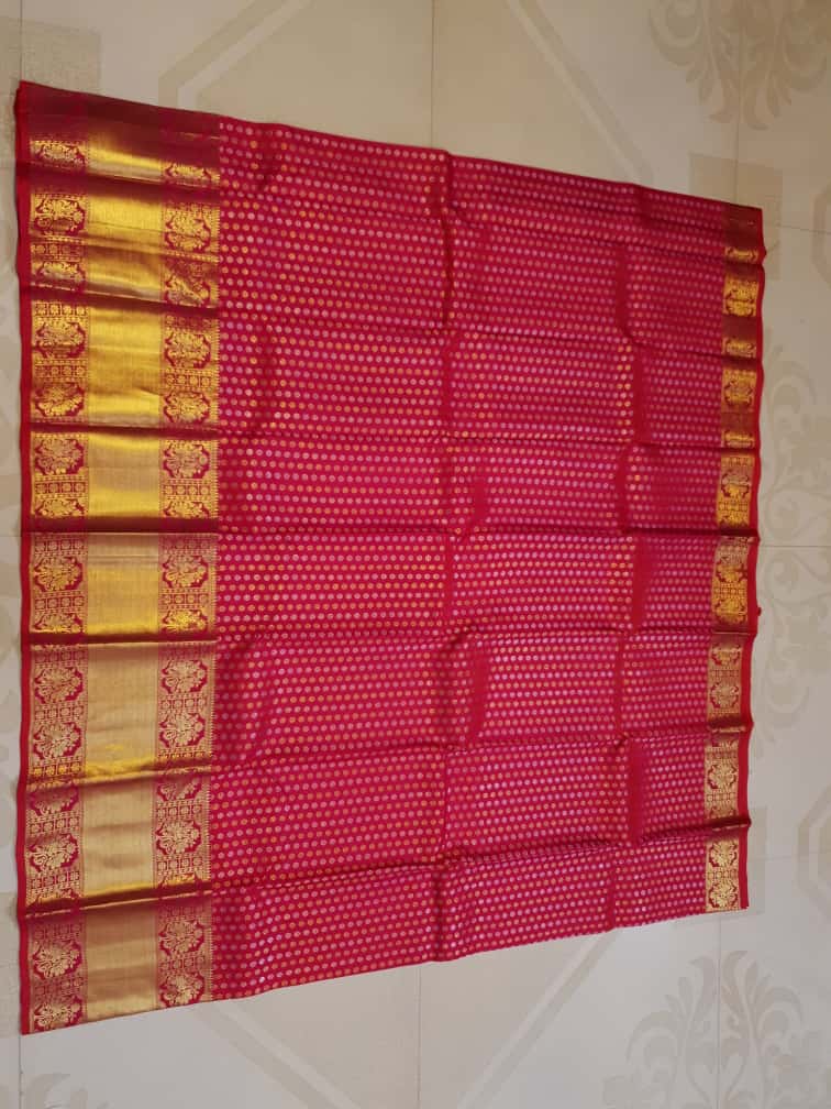 Dark Pink Kanchipuram Handloom 2G Gold Bridal Silk Saree