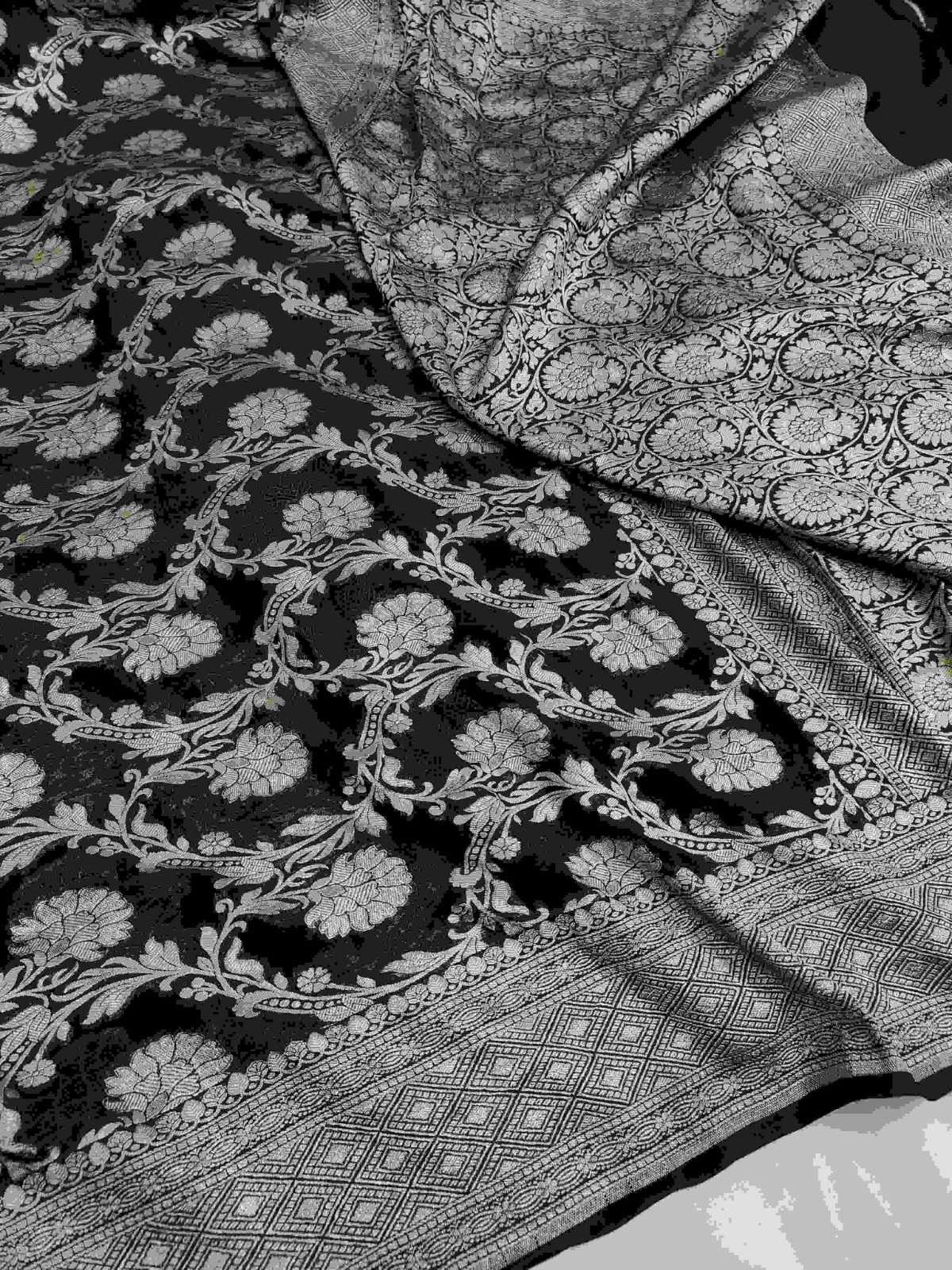 Sort Banarasi Handloom Water Zari Georgette Silke Saree