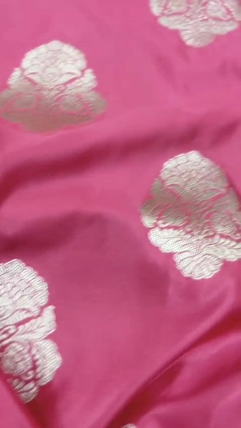Pink Banarasi Mashru Soft Silk Saree