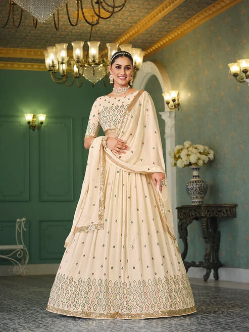 Graceful Beige Lehenga Choli for Weddings & Festivals