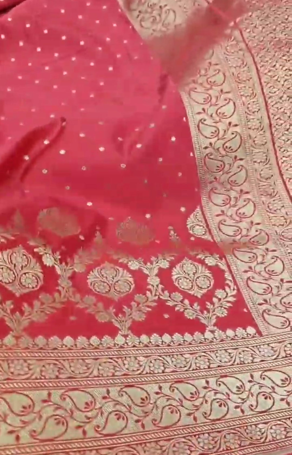 Red Banarasi Mashru Soft Silk Saree