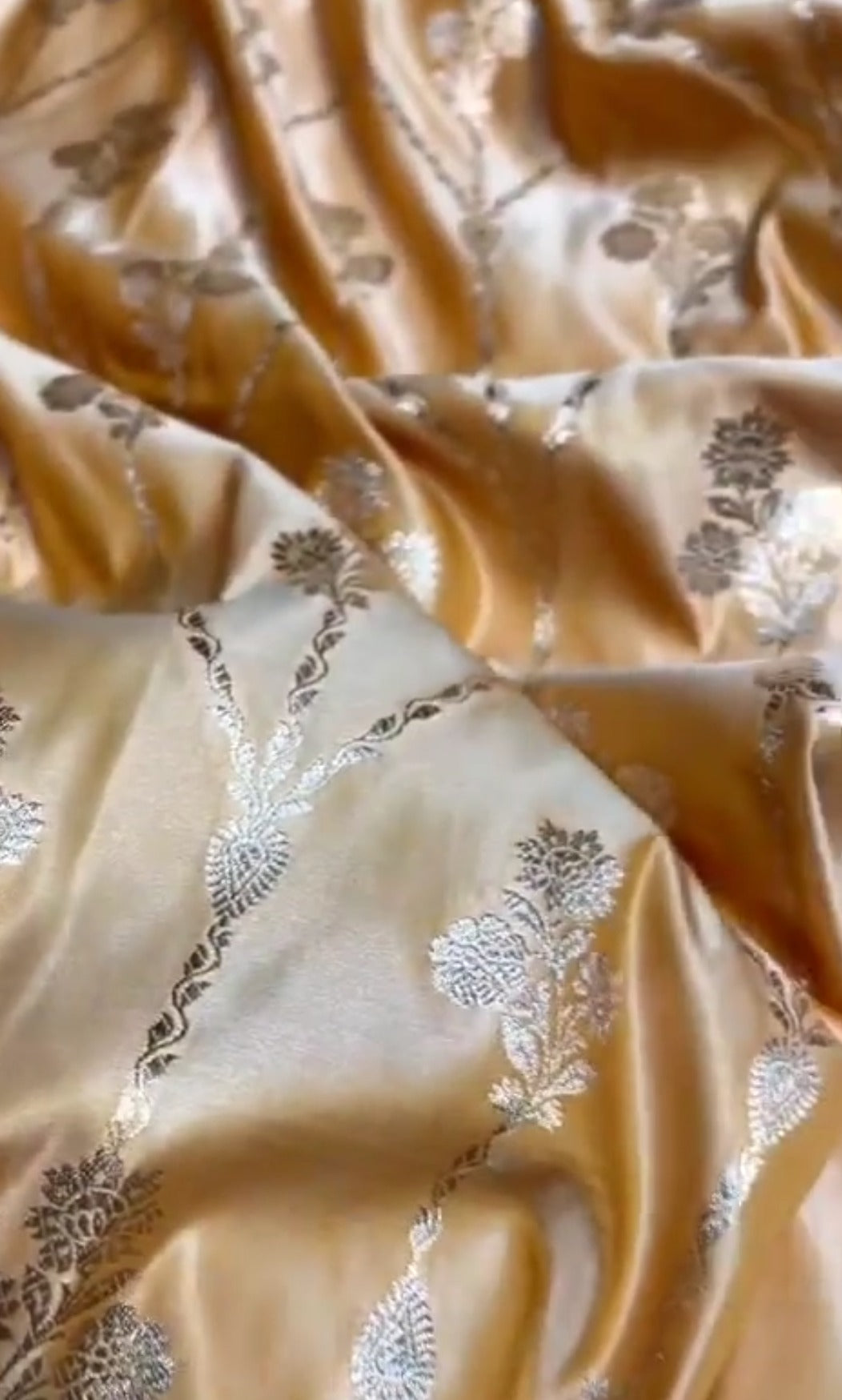 Pastel Mustard Banarasi Satin Katan Silk Saree
