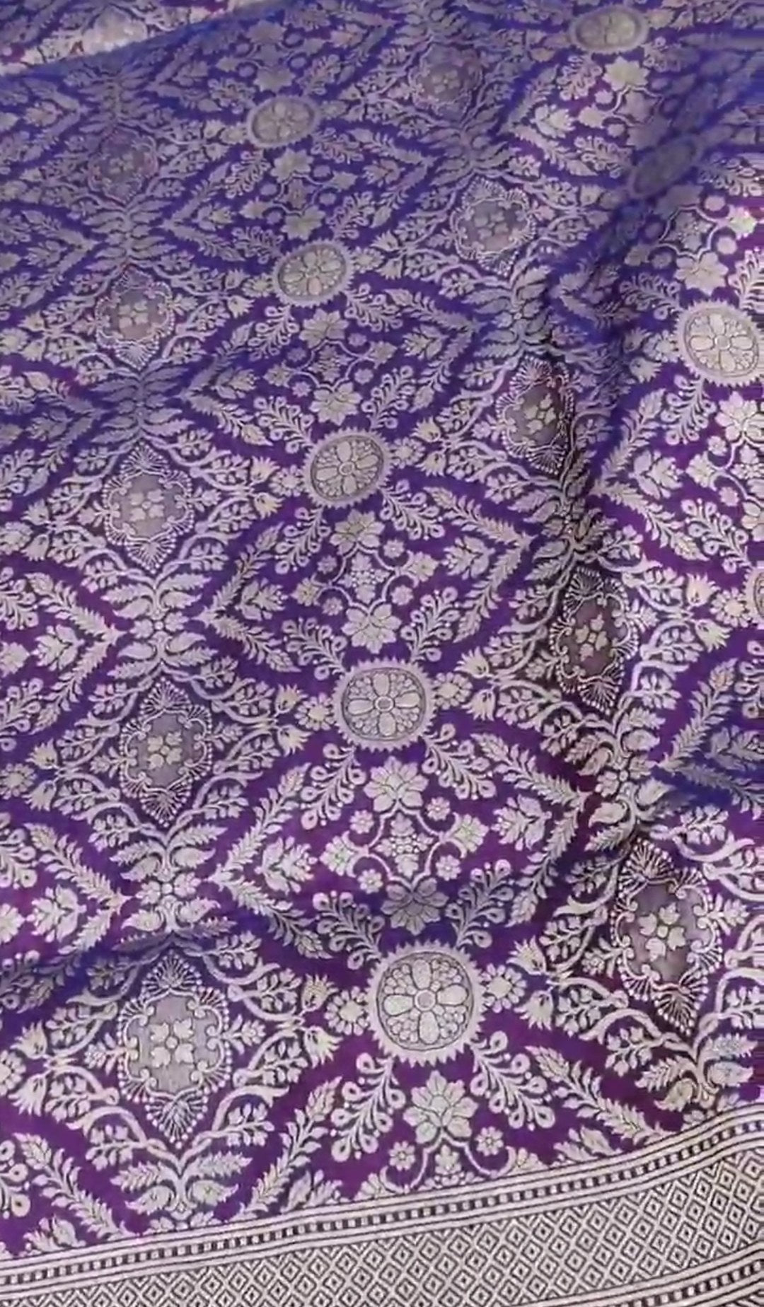 Dual Tone Purple Banarasi Handloom Katan Silk Brocade Saree