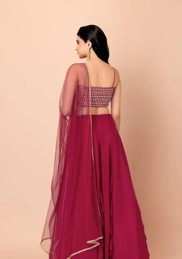 Pink Georgette Fancy Lehenga with Sequins Work