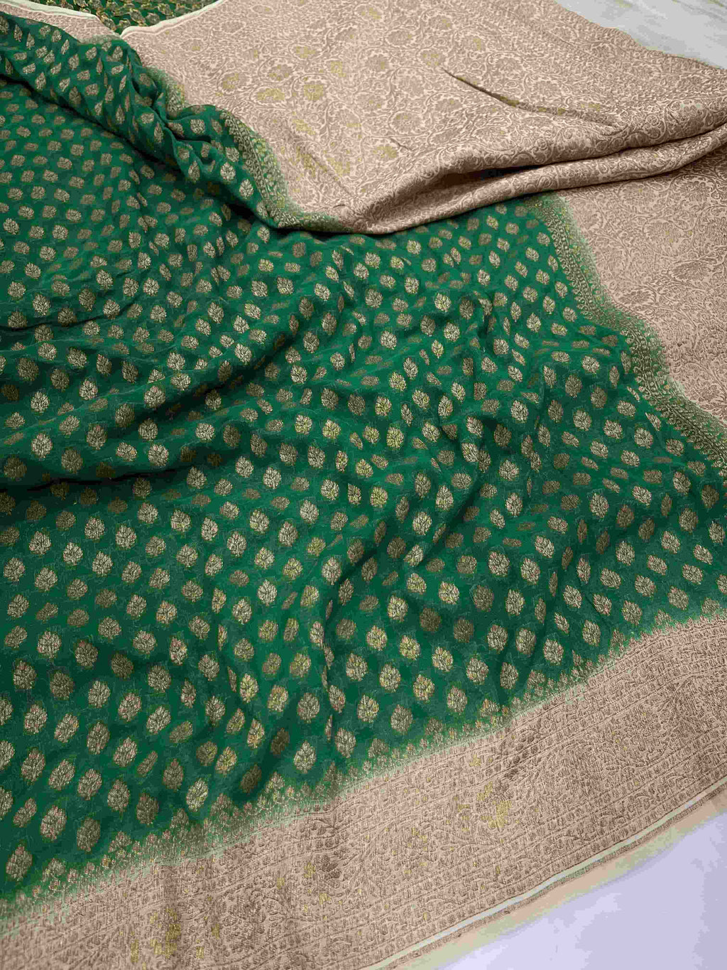 Pink Banarasi Handloom Antique Zari Georgette Silk Saree