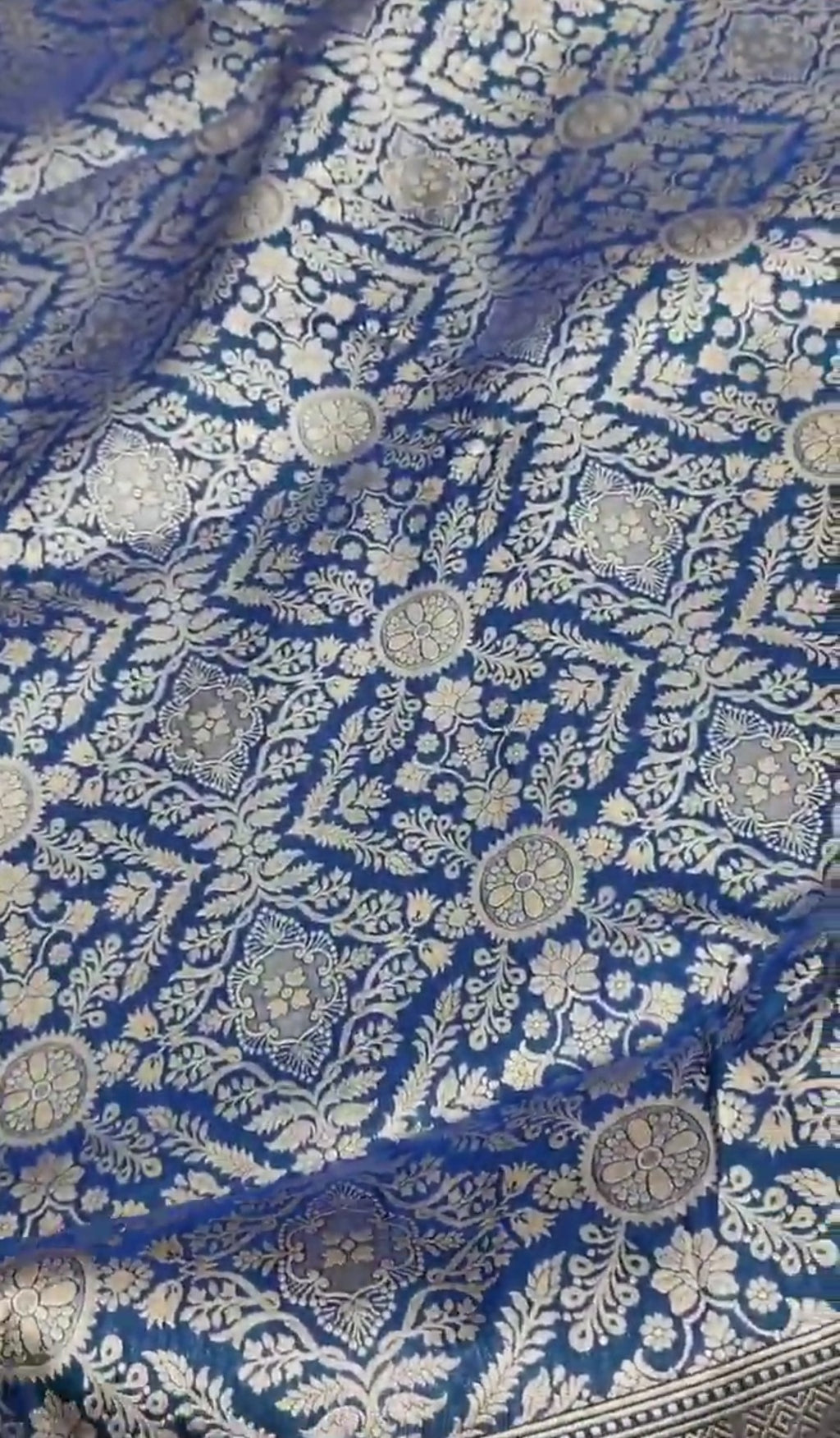 Dark Blue Banarasi Handloom Katan Silk Brocade Saree