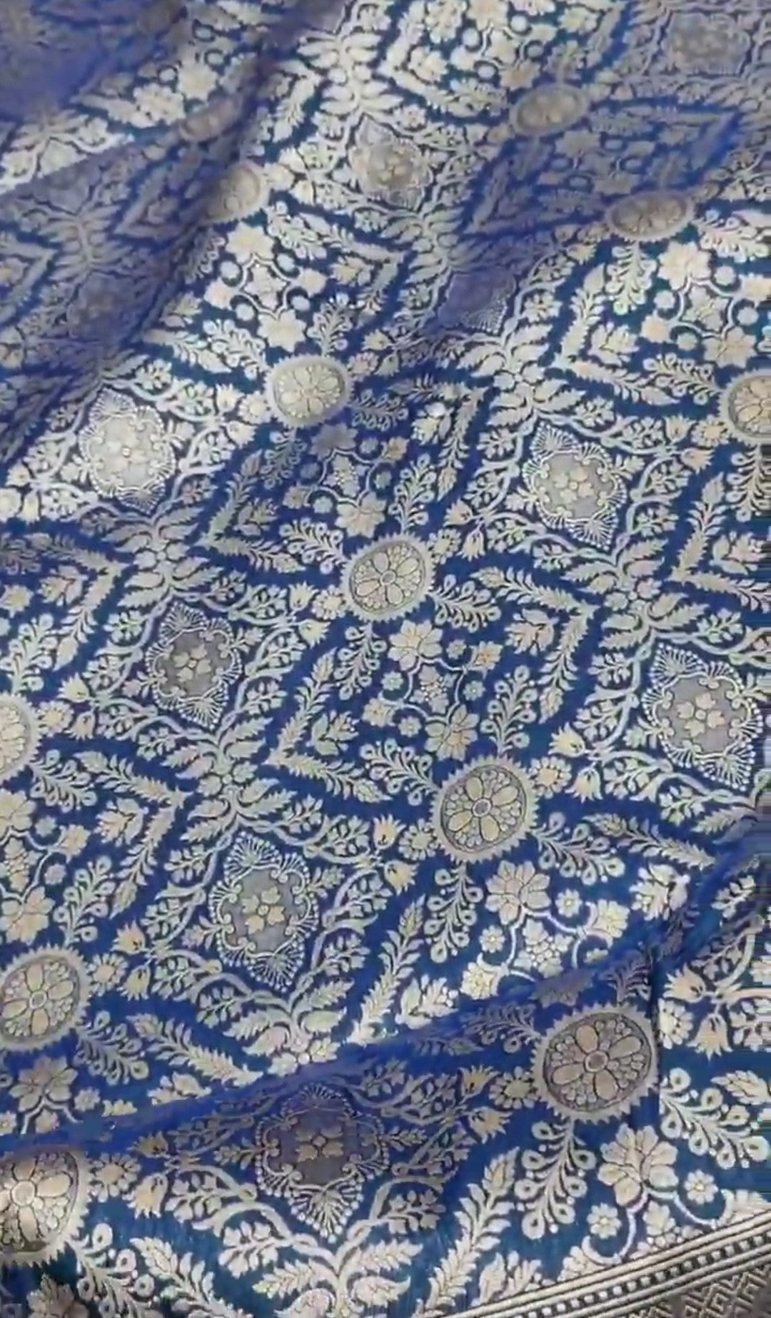 Dark Blue Banarasi Handloom Katan Silk Brocade Saree