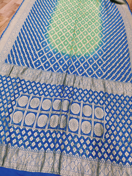 Banarasi Håndvævede Chiffon Georgette Silke Sarees