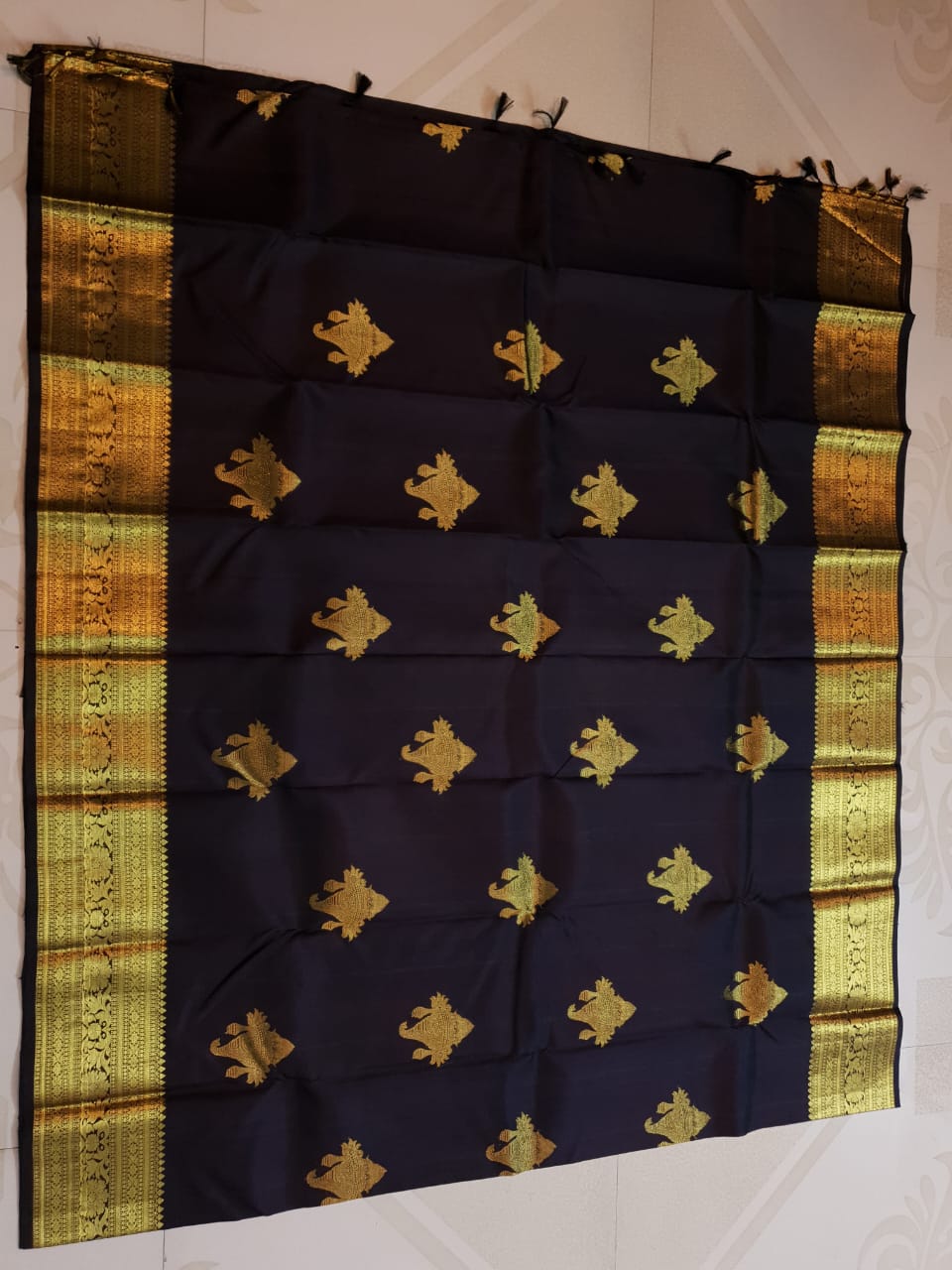 Darkest Purple Kanchipuram Handloom 2G Gold Pattu Silk Saree