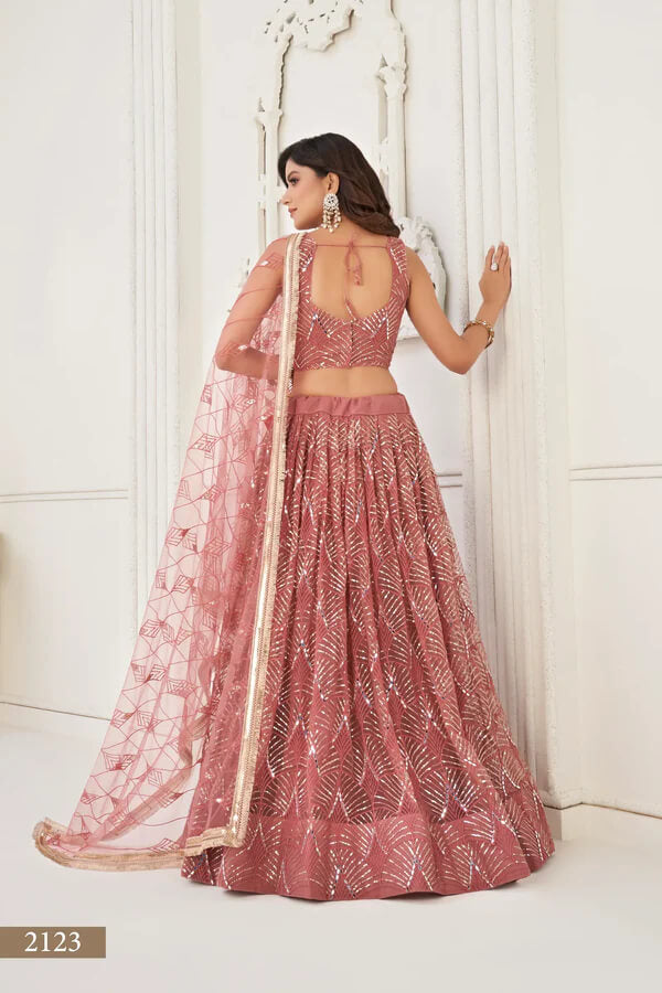 Dusty Onion Embroidered Net Lehenga Choli