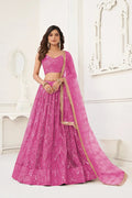 Graceful Pink Net Lehenga Choli with Sequins