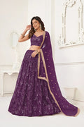 Wine Designer Embroidered Lehenga Choli