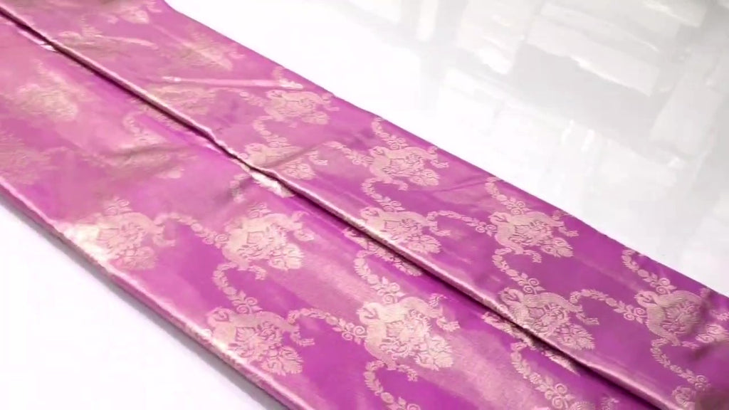 Hot Pink Kanchipuram Handloom Tissue Brocade Silk Saree