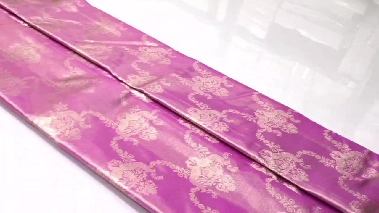 Hot Pink Kanchipuram Handloom Tissue Brocade Silk Saree