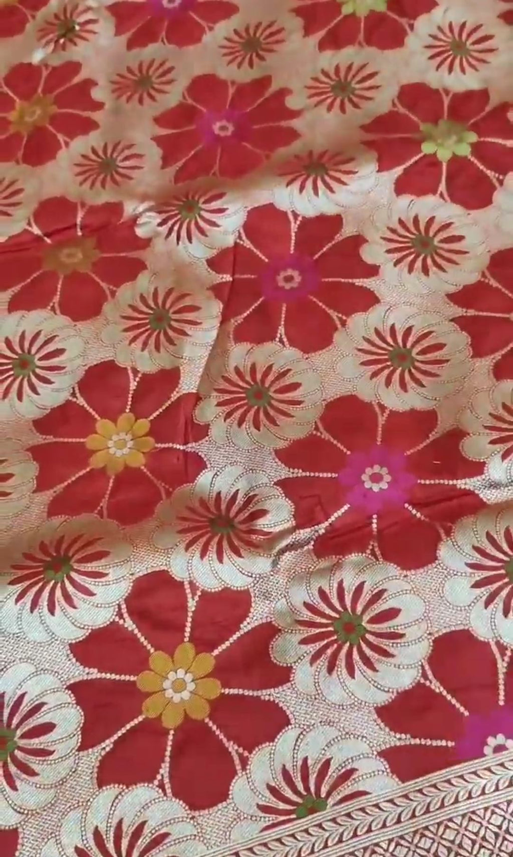 Red Banarasi Handloom Katan Silk Meenakari Saree