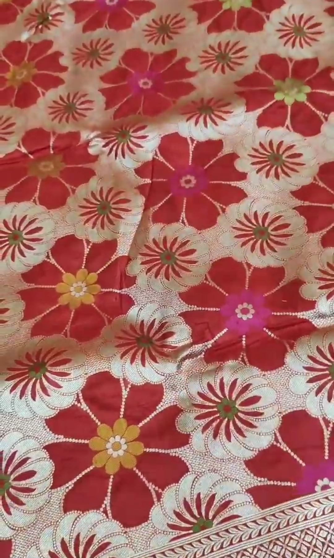 Red Banarasi Handloom Katan Silk Meenakari Saree