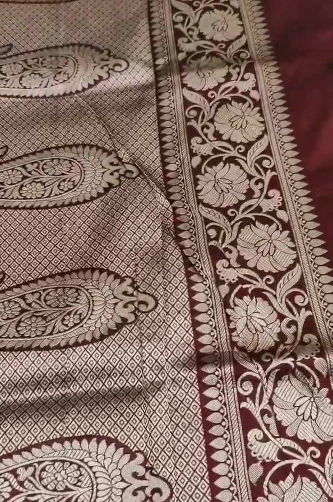 Maroon Banarasi Handloom Katan Silk Saree