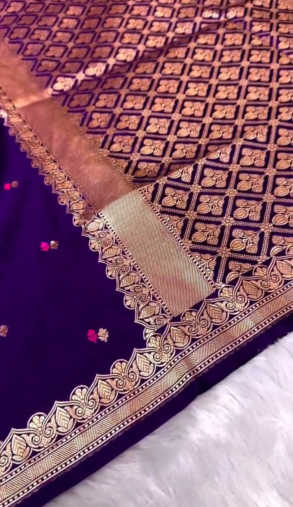 Purple Banarasi Mashru Soft Silk Saree