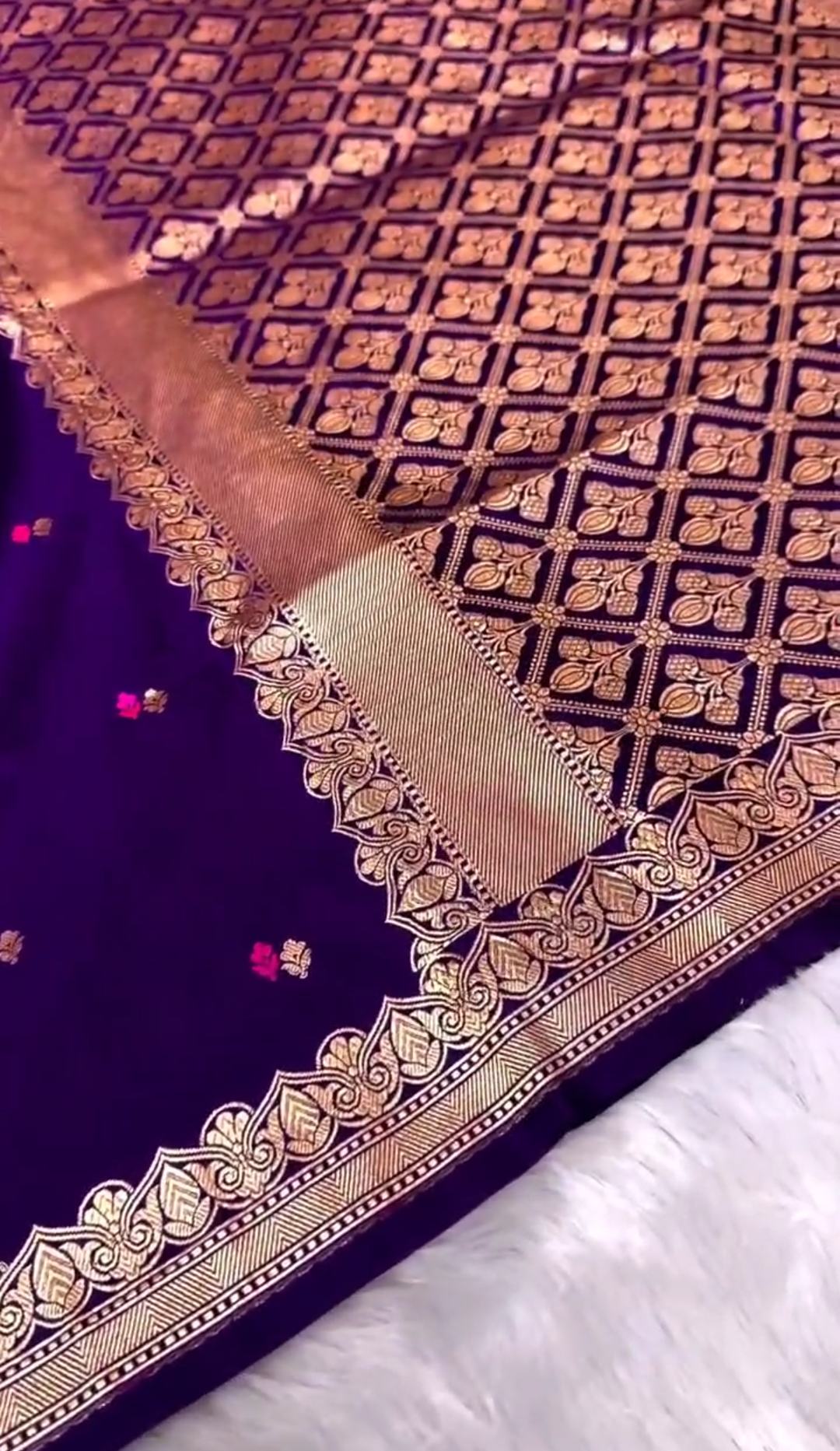 Purple Banarasi Mashru Soft Silk Saree