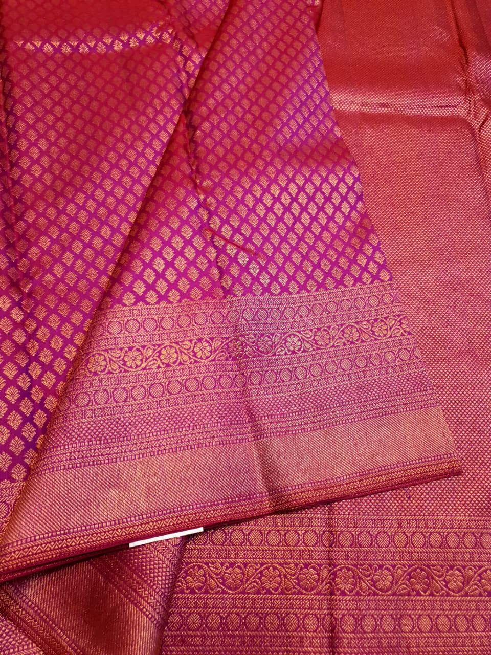Hot Pink Kanchipuram Handloom 2G Gold Bridal Silk Saree