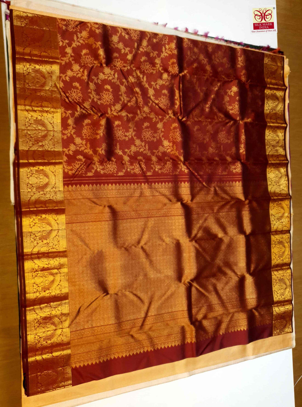 Maroon Kanchipuram Handloom 2G Gold Pattu Silk Saree