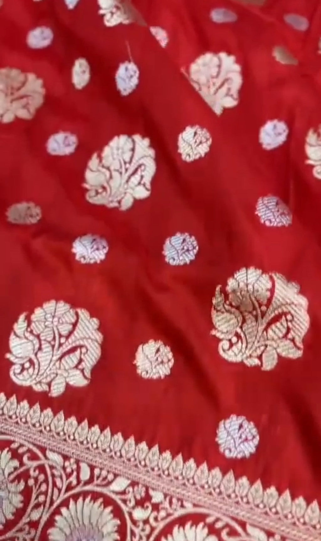 Chilly Red Banarasi Handloom Katan Silk Sona Rupa Saree