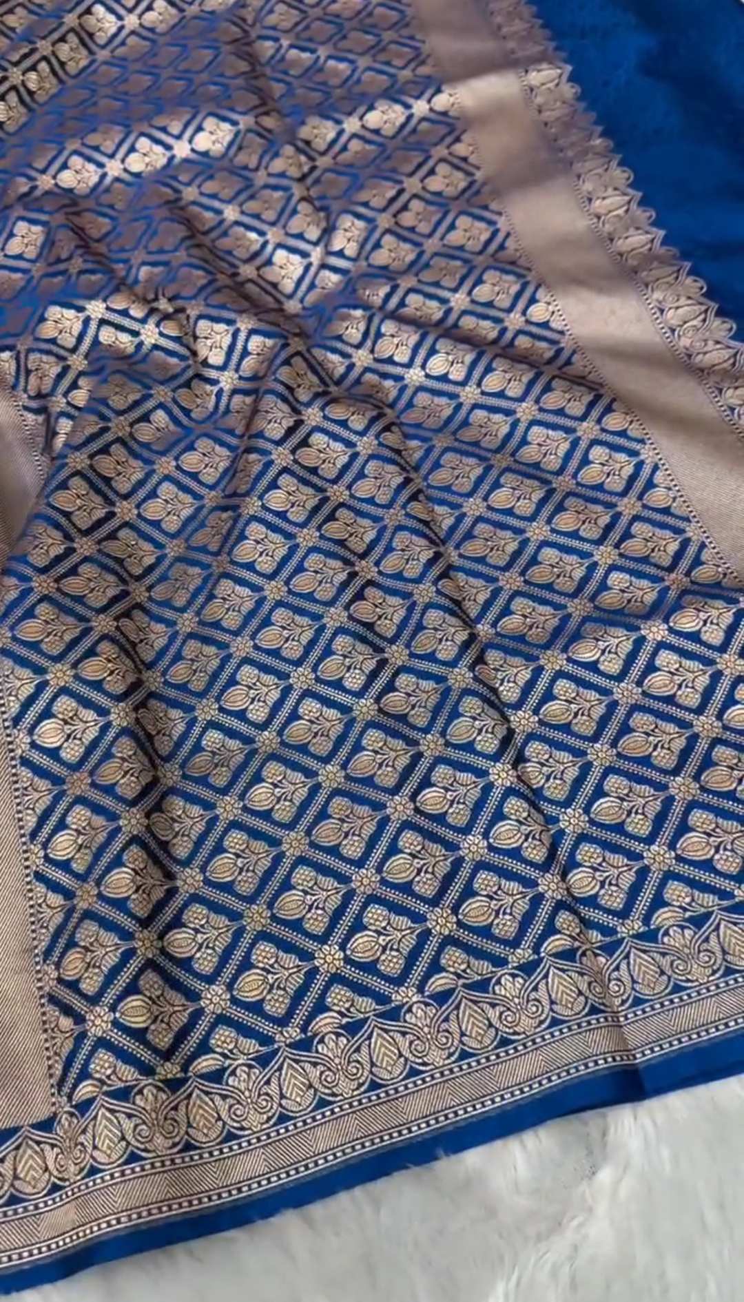 Blue Banarasi Mashru Soft Silk Saree