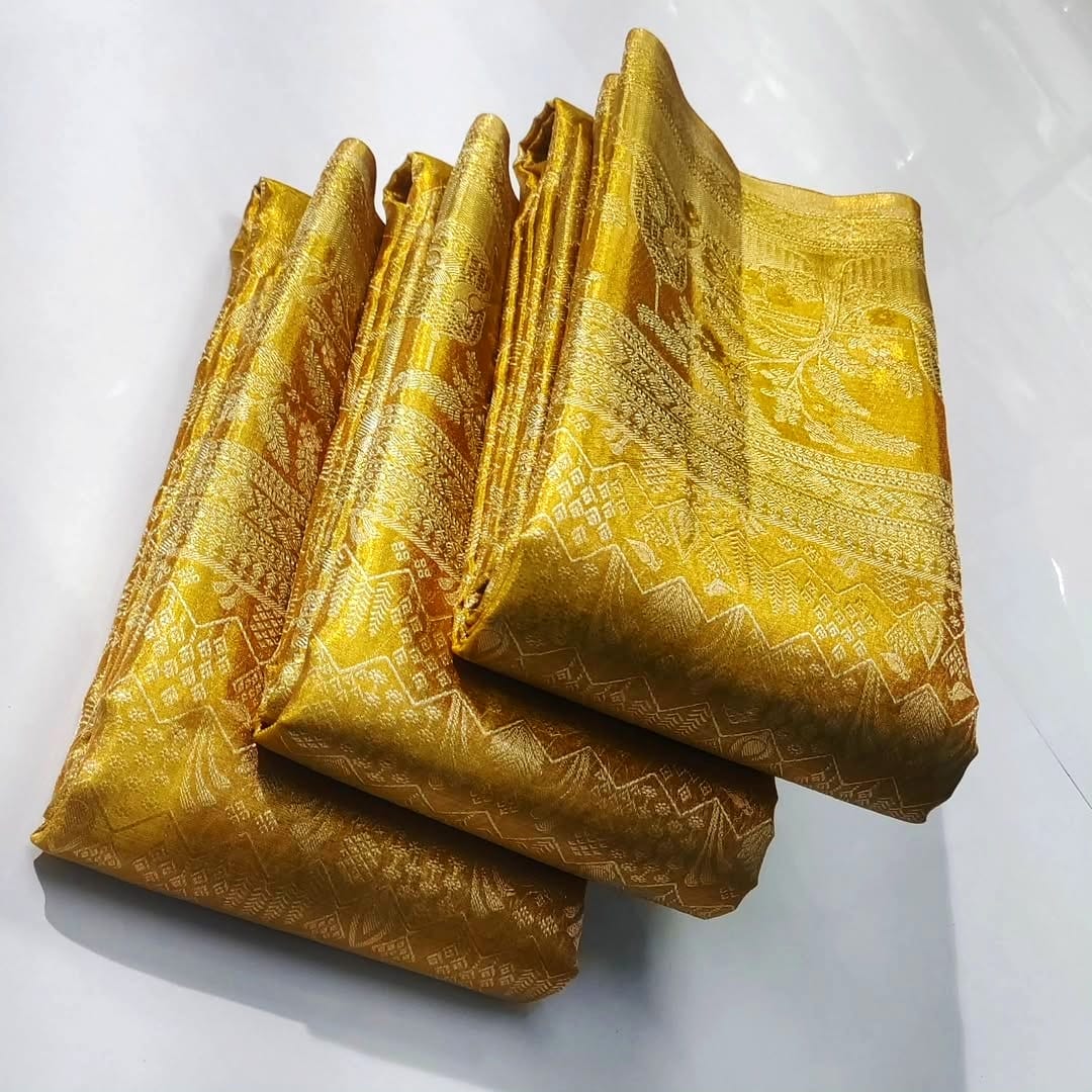 Gold Kanchipuram Handloom Tissue Brocade Bridal Silk Saree