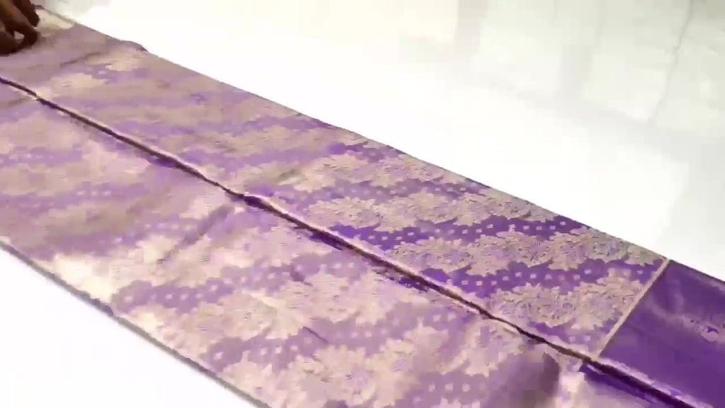 Lavender Kanchipuram Handloom Tissue Brocade Silk Saree