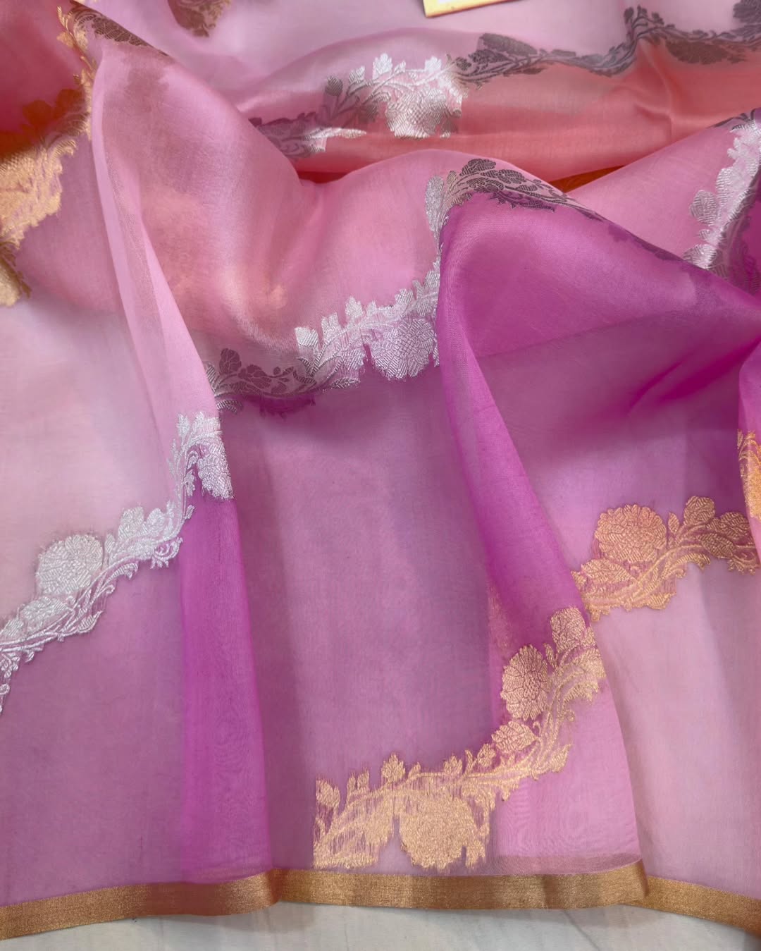 Banarasi Handloom Rangkat Kora Organza Silk Sarees